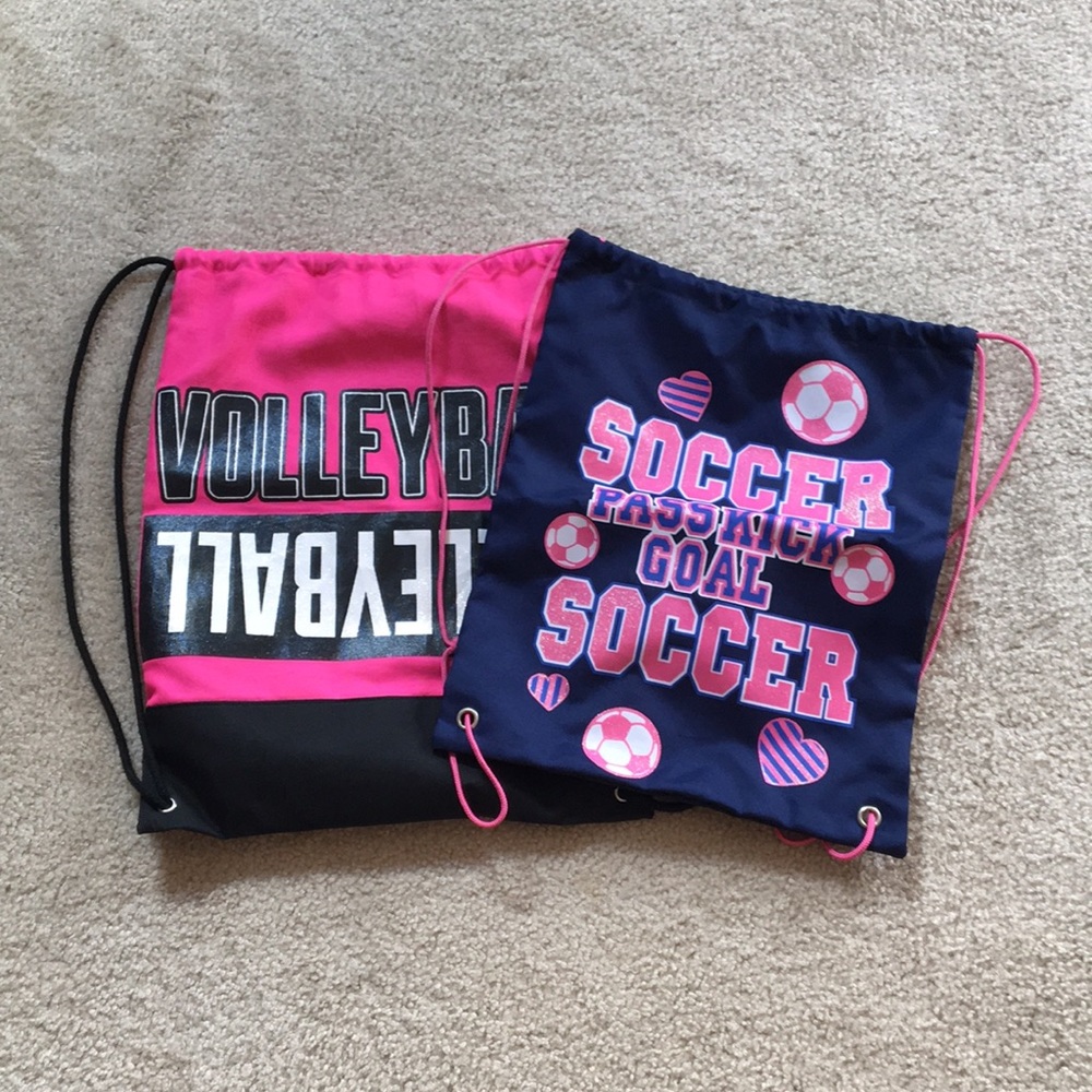 2 for $12 drawstring sports themed bags
